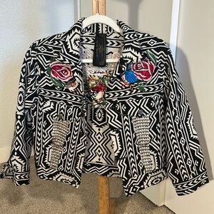 Free people patterned jacket with amazing embroidery size small.